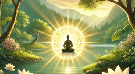 Meditative scene with glowing aura at Heart Center, Harrogate, England, GB. Perfect for tranquility seekers.