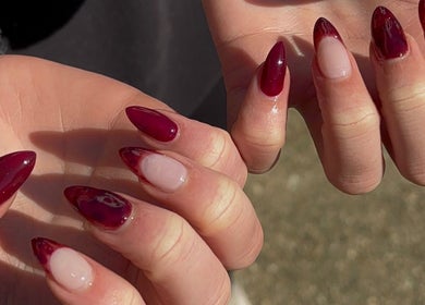 Elegant burgundy nail design at Anaya & CO., Saint James, Missouri, US.