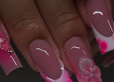 Elegant floral nail art design at Kapiti Nails, Raumati Beach, Wellington Region, NZ.