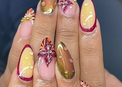 Vibrant nail art with floral designs at gelxbygaby, Marangaroo, Western Australia, AU.