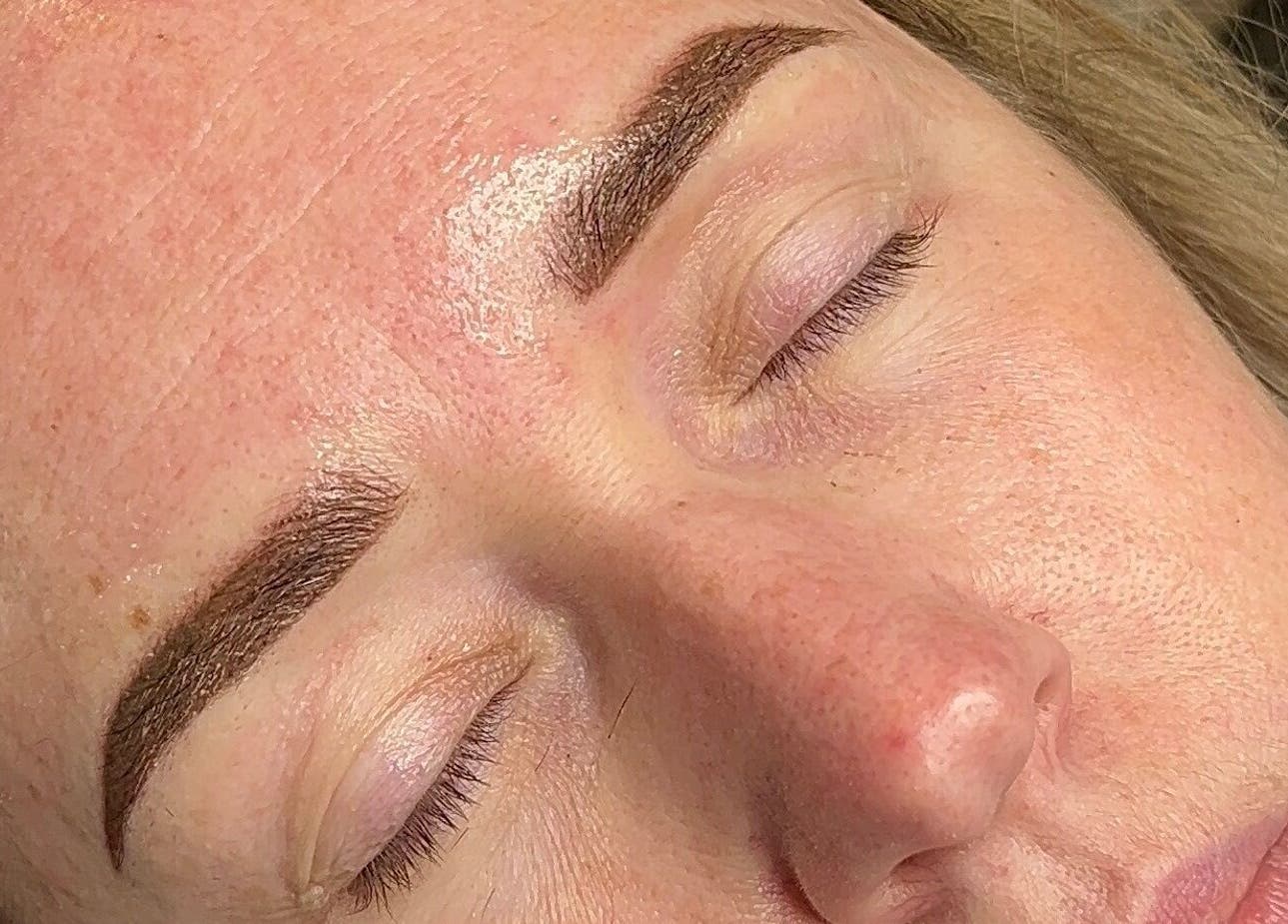 Close-up of microbladed brows at The Beauty Studio by Dawn Christina, Kilcullen, County Kildare, IE.