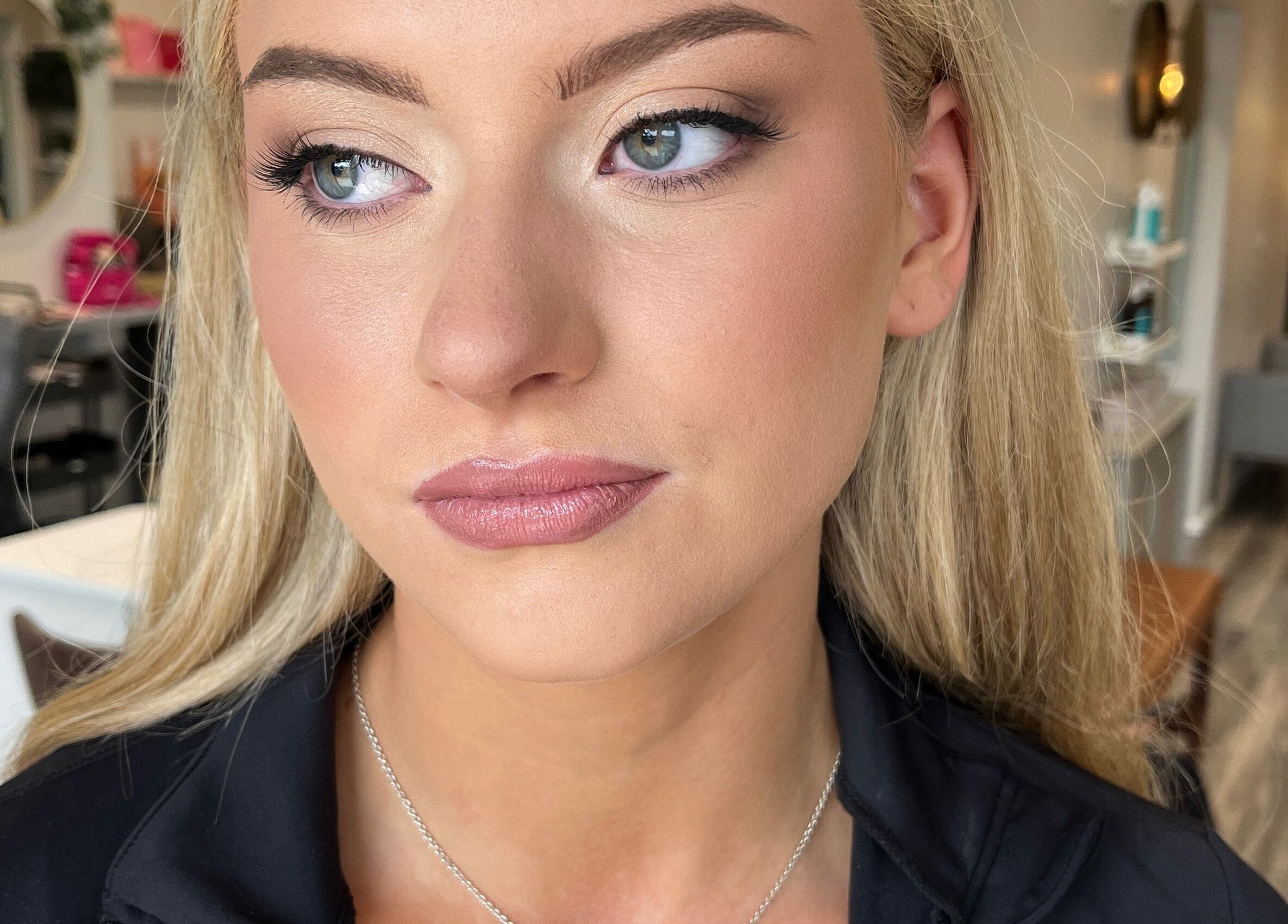 Client showcasing flawless makeup at The Beauty Studio by Dawn Christina, Kilcullen, County Kildare, IE.