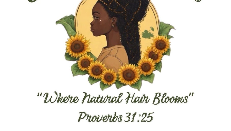 Logo of Sunflower Tresses with sunflowers and silhouette. Located in Saint George, Saint George, AG.