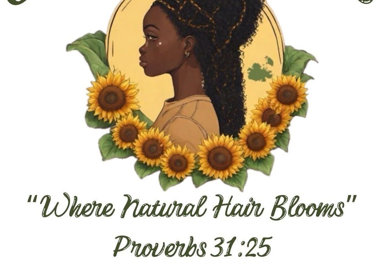 Logo of Sunflower Tresses with sunflowers and silhouette. Located in Saint George, Saint George, AG.