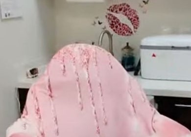 Plush pink treatment chair at Soul Pretty Aesthetics in Gilbert, Arizona, US offering relaxation and style.