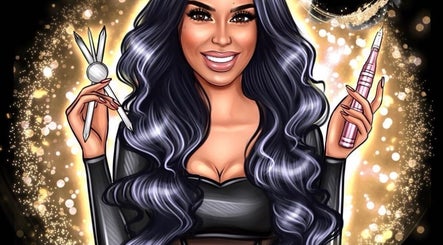 Stilvolle Illustration einer Frau bei ibrowsbyelena in Frankfurt Am Main, Hessen, DE mit Beauty-Werkzeugen.