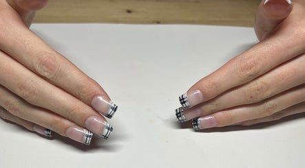 Modern plaid nail design at Beauty By Imogen, Bridport, England, GB.