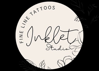 Logo of Inklet Studio, showcasing fine line tattoos in Dunmow, England, GB with floral accents.