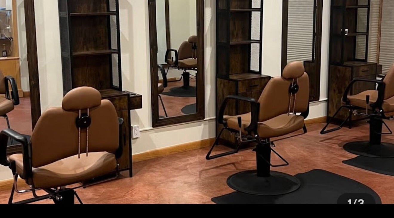 Modern salon interior with chic chairs at Nova Beauty Boutique, Santa Fe, New Mexico, US.