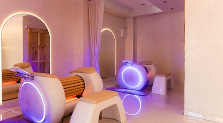 Modern massage chairs in calming ambiance at Sculpt Lab, Bedfordview, Gauteng, ZA.