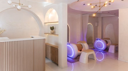 Chic interior of Sculpt Lab in Bedfordview, Gauteng, ZA showcasing modern reception and wellness area.