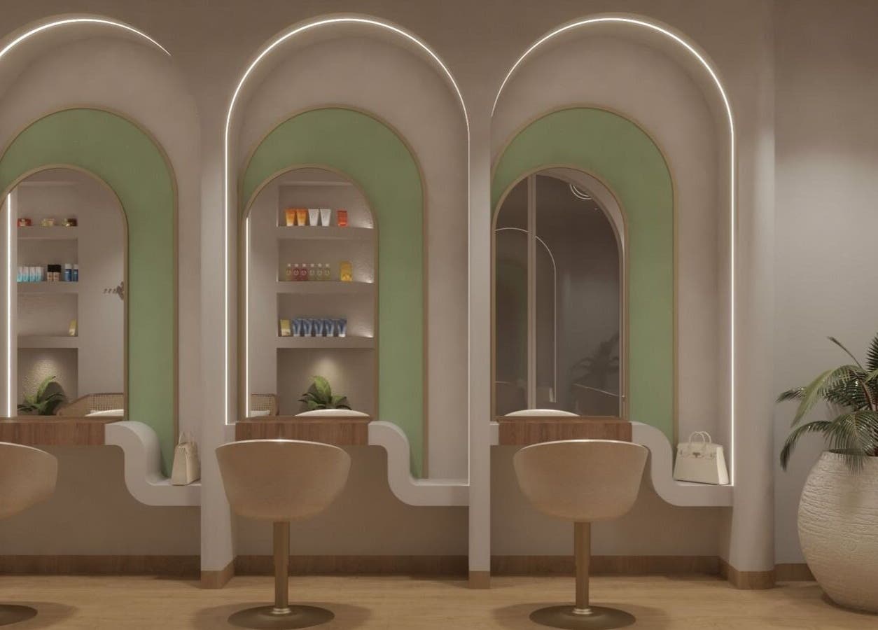 Chic interior of Elixira Ladies Beauty Lounge in Abu Dhabi, AE with modern chairs and stylish decor.