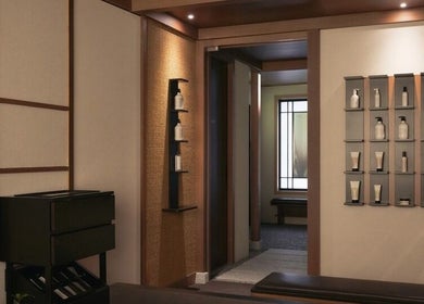 Chahong Room Myeongdong's serene interior in 서울특별시, 서울특별시, KR with stylish decor and product display.