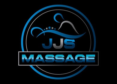 JJS Massage logo designed in blue hues, Warwickshire, England, GB.