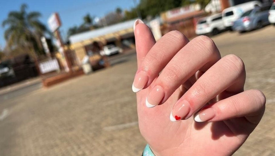 French manicure with heart detail at Gifted Handz, Pretoria, Gauteng, ZA.