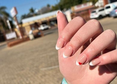 French manicure with heart detail at Gifted Handz, Pretoria, Gauteng, ZA.