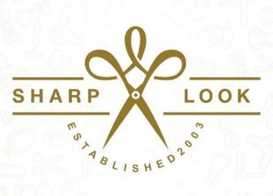 Sharp Look logo featuring scissors in Riyadh, Riyadh Province, SA. Elegant design for beauty and wellness.