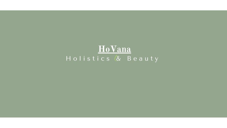 Logo for HoVana Holistics & Beauty in Glasgow, Scotland, GB on a soft green background.