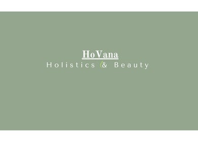 Logo for HoVana Holistics & Beauty in Glasgow, Scotland, GB on a soft green background.