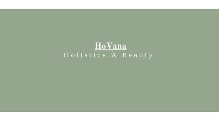 Logo for HoVana Holistics & Beauty in Glasgow, Scotland, GB on a soft green background.