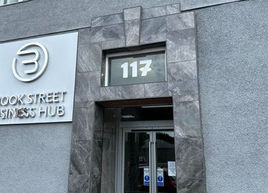 Entrance to HoVana Holistics & Beauty at Brook Street Business Hub, Glasgow, Scotland, GB.