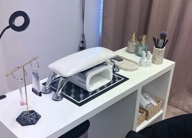 Nail treatment setup at Skye Beauty, Ashford, England, GB featuring tools and nail accessories.