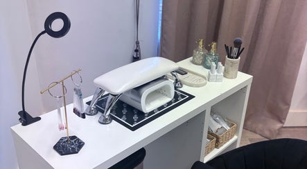 Nail treatment setup at Skye Beauty, Ashford, England, GB featuring tools and nail accessories.