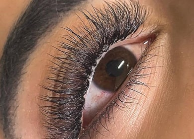 Close-up of voluminous lashes at Lash & Brow Haven, Brisbane, Queensland, AU, showcasing expert craftsmanship.