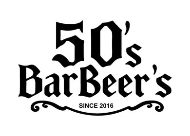 Logotipo estilizado do 50's Barbeer'S em Minas Gerais, BR, desde 2016.
