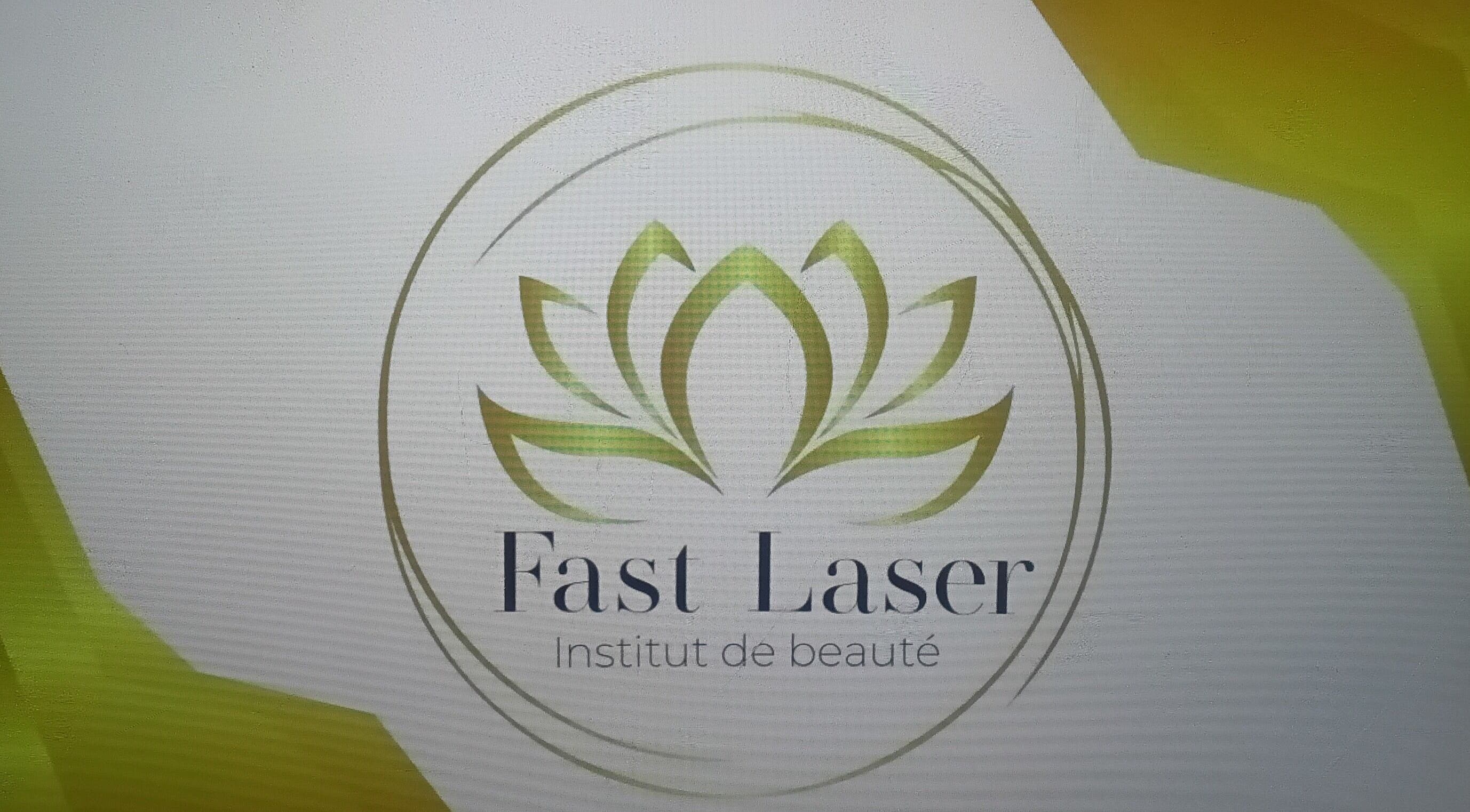 Logo de Fastlaser, institut de beauté à Satigny, Genève, CH, avec un motif de lotus vert élégant.