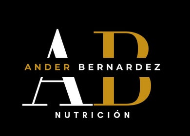 Logotipo de Ander Bernardez, nutrición en Leioa, País Vasco, ES con diseño moderno en negro y dorado.