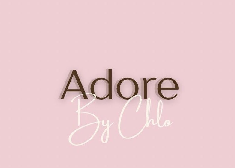 AdoreByChlo logo on a pink background, Rugby, England, GB.