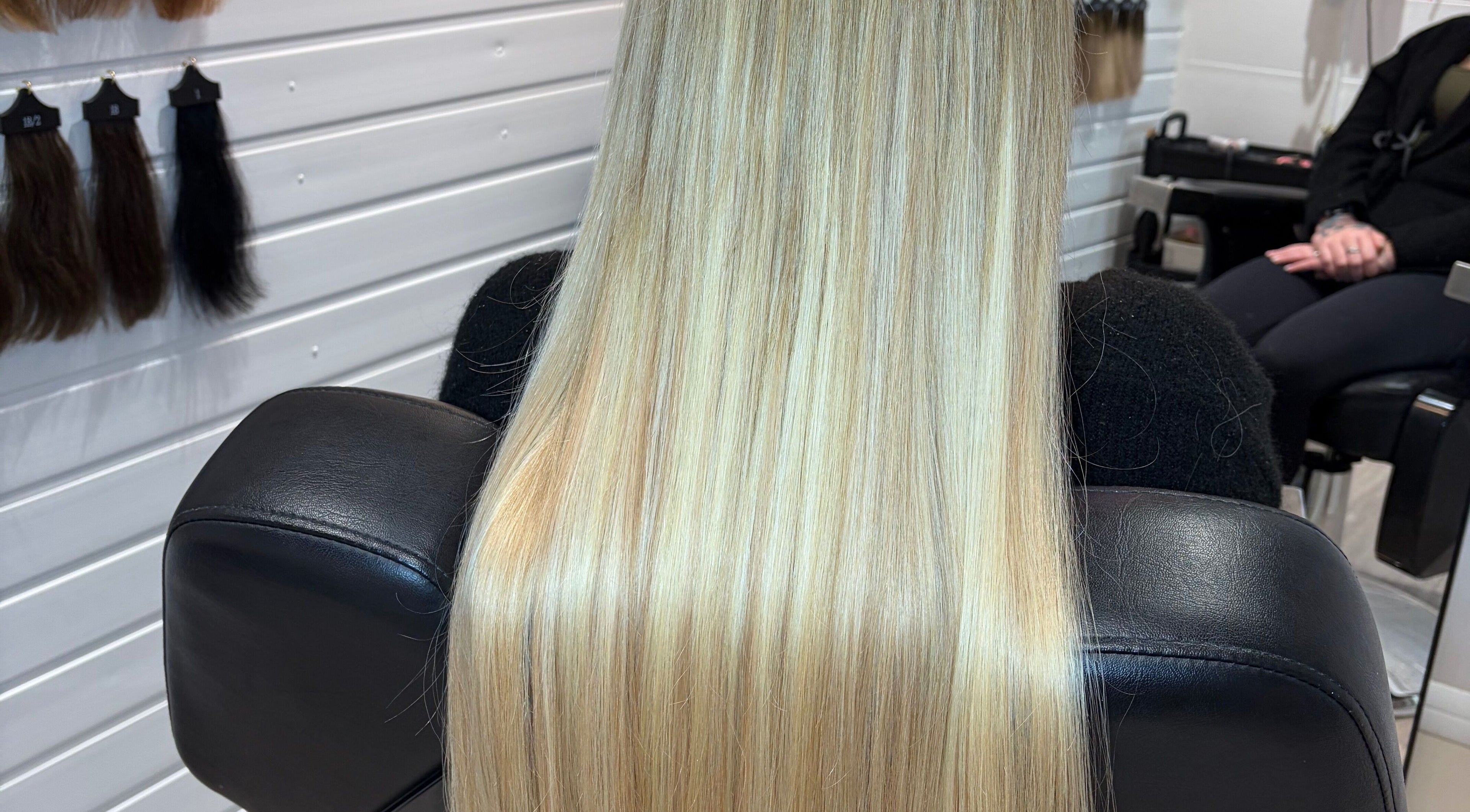 Silky blonde hair salon service at Enhancedbysummer, Thrapston, England, GB.