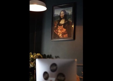 Unique cat portrait at Hutsul, Ixelles, Bruxelles, BE adds charm to the ambiance.