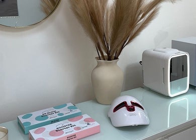 Elegant beauty station at Glö Lab Rituals, Mullingar. Features modern skincare devices and decor.