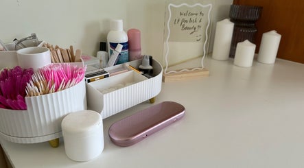 Beauty essentials setup at LF Pro Lash & Beauty, Koongal, Queensland, AU showcasing beauty tools and products.