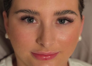 Close-up of polished eyebrow and lash styling at LF Pro Lash & Beauty in Koongal, Queensland, AU.