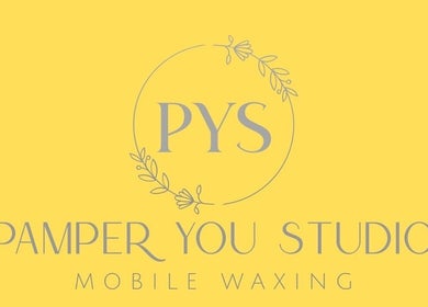Pamper You Studio logo on a yellow background, located in Hueytown, Alabama, US.