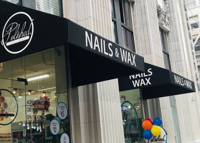 Front of Polished Nail Bar DTLA, a beauty venue in Los Angeles, California, US showcasing nails and waxing services.
