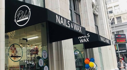 Front of Polished Nail Bar DTLA, a beauty venue in Los Angeles, California, US showcasing nails and waxing services.