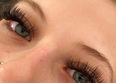 Close-up of voluminous lash extensions at Lashed by Ets, Kingston, Ontario, CA.