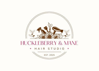 Logo of Huckleberry and Mane, Rogersville, Missouri, US, showcasing beauty and styling tools.