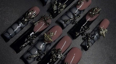 Elegant nail art with Gothic designs at The Nail Fairy, El Dorado, Tunapuna/piarco, TT.