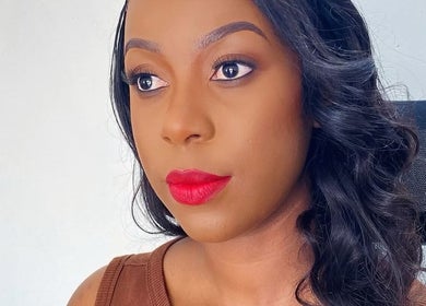 Close-up of woman with elegant makeup at Tamie Beaute Bar in Randburg, Gauteng, ZA.