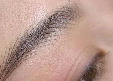 Close-up of perfectly shaped eyebrows at Maison Formé, Morley, Western Australia, AU.