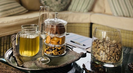 Elegant refreshment setup at Wisani Spa, Chartwell, Gauteng, ZA featuring herbal tea and snacks.