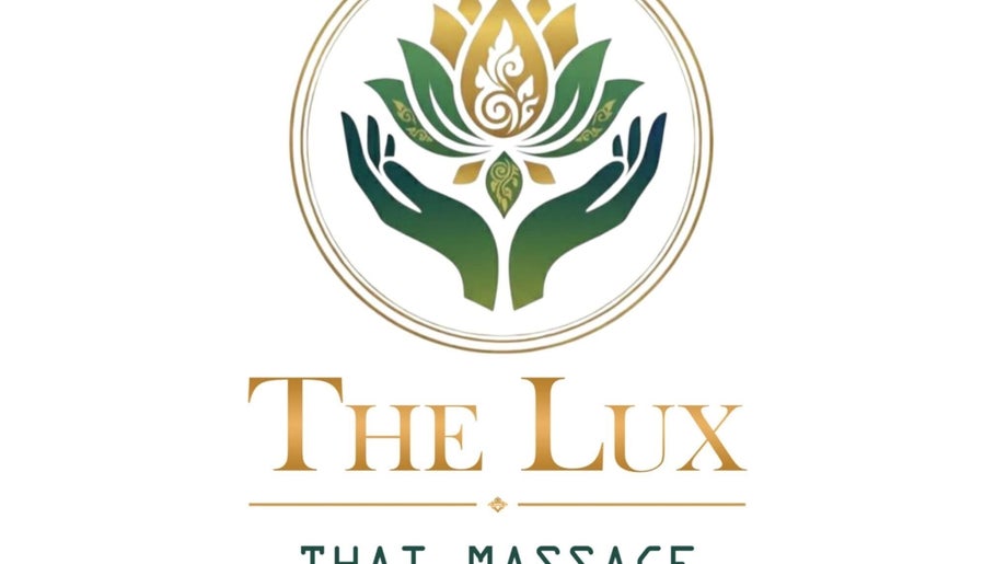 Logo of The Lux Thai Massage in Norwich, England, GB featuring a lotus and hands.