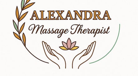 Alexandra Massage Therapist logo showcasing hands and leaves, Drogheda, County Louth, IE.