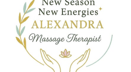Alexandra massage therapy logo with hands and floral design in Drogheda, County Louth, IE.