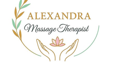 Alexandra Massage Therapist logo with lotus and hands, Drogheda, County Louth, IE.